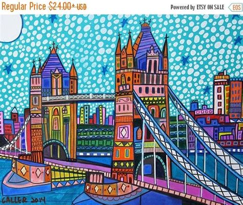 London Uk Tower Bridge Art Print Poster Of Painting Skyline City