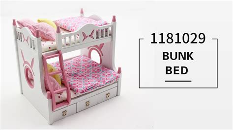 Children Furniture Bunk Bed Pink Dolls House Furniture Mini Toy Doll