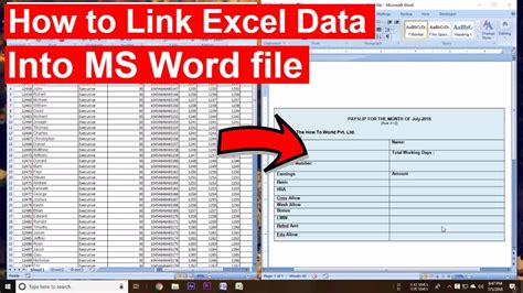 How To Generate Payslip From Excel File Into Ms Word File Youtube