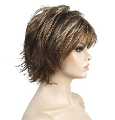 12tt26 brown highlights lydell short layered shaggy full synthetic wig wigs 12tt26 brown