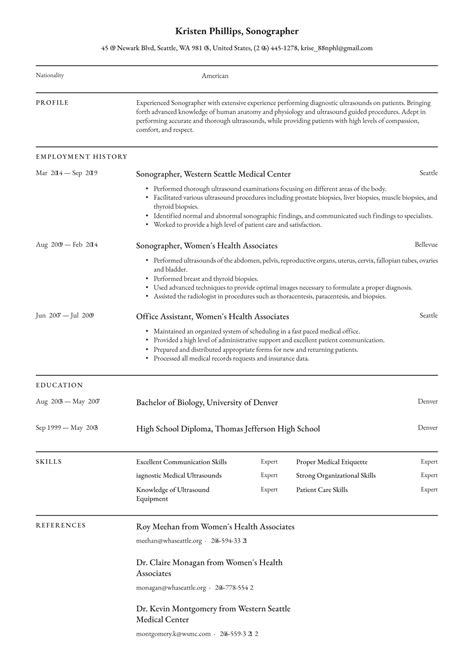 sonographer resume examples and writing tips 2024 ·