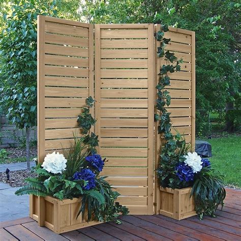 5 x 5 outdoor privacy screen with planters cedar brown outdoor décor in 2020 outdoor