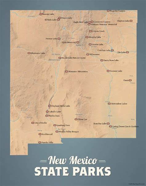 buy best maps ever new mexico state parks map 11x14 print camel and slate blue online at lowest