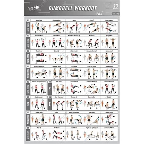 My Fit Life Gym Dumbbell And Core Workout Poster Laminated Illustrated Guide With Exercises