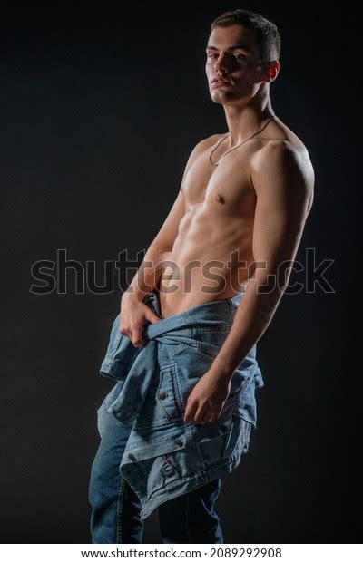 Sexy Man Naked Torso Posing Blue Stock Photo 2089292908 Shutterstock