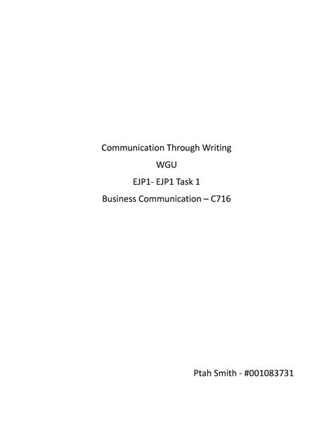 Communication Through Writing Task 1 V1 Communication Through