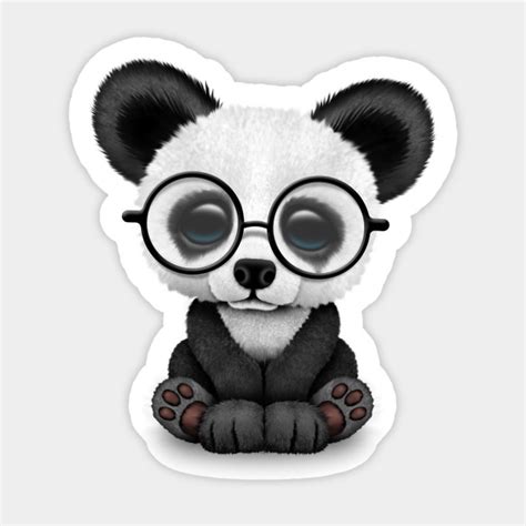 cute panda bear cub with eye glasses panda sticker teepublic