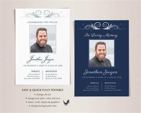 Funeral Announcement Card Template