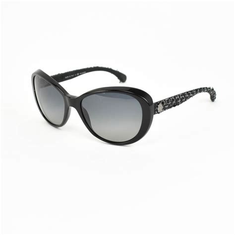 Chanel Accessories Chanel Black Tweed Cc Polarized Sunglasses Jg