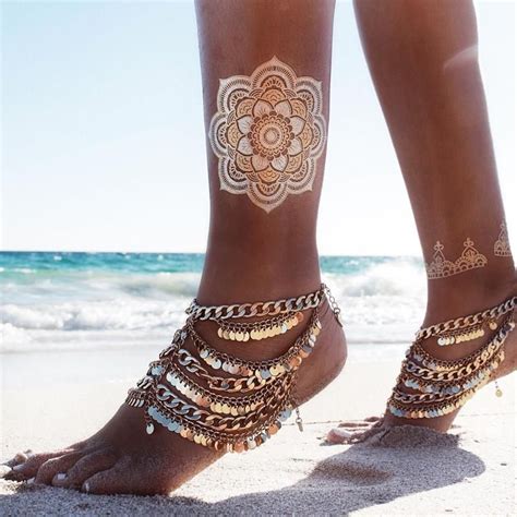 Mengiat Beach Gold Anklet Bare Foot Sandals Anklets Boho Foot Jewelry