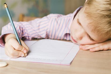 Kid Writing In Notebook Stock Image Image Of Table 116871917