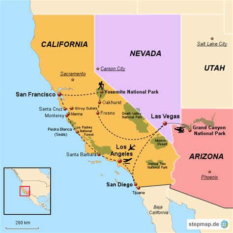 Stepmap Usa Westküste Landkarte Für Usa
