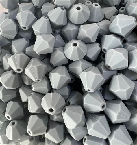 Silicone 12mm Grey Hexagon Beads High Quality Craft Supply Silicone