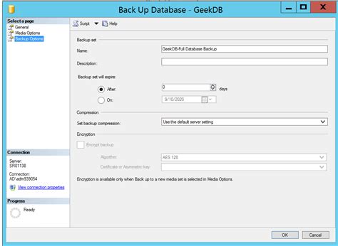 Backup Database In Ms Sql Server Geeksforgeeks