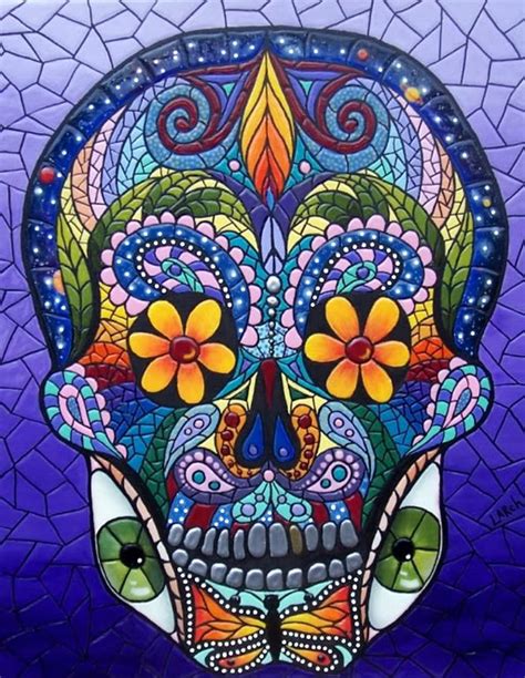 Mosaic Sugar Skull Painting By Kay Larch