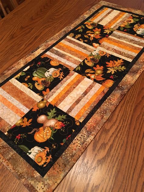 Autumn Quilted Table Runner Handmade Autumn Table Runner Quilted Fall