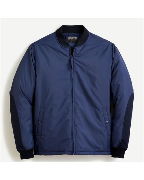 Jcrew Cotton Insulated Everyday Bomber Jacket In Faded Navy Blue For