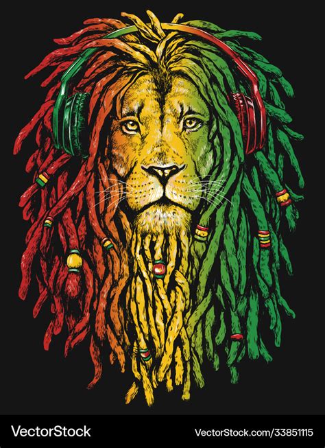 Pen And Inked Rastafarian Lion Royalty Free Vector Image