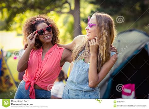 Friends Having Fun At Campsite Stock Image Image Of Caucasian