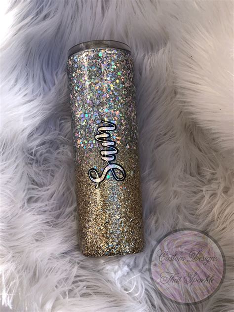 Silver And Gold Glitter Tumbler Silver Ombré Tumbler Gold Etsy