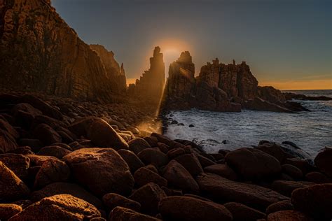 Landscape Rocks Sunset Sunlight Sea Mountains Sun