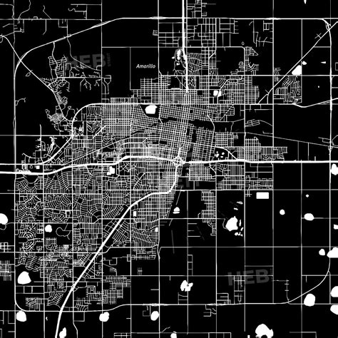Amarillo Texas Downtown Map Dark Hebstreits Sketches Printable
