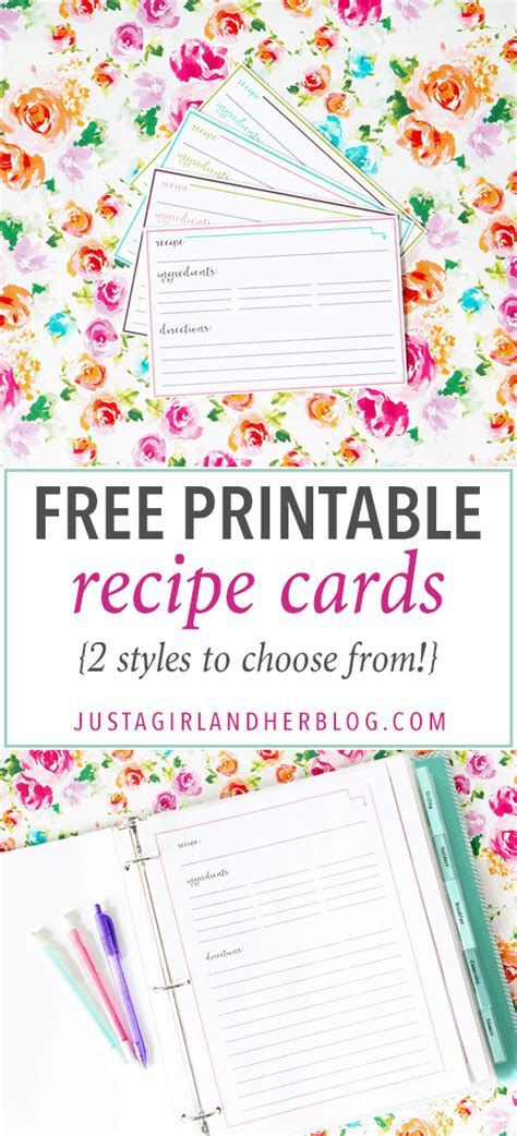 Free Recipe Cards Template