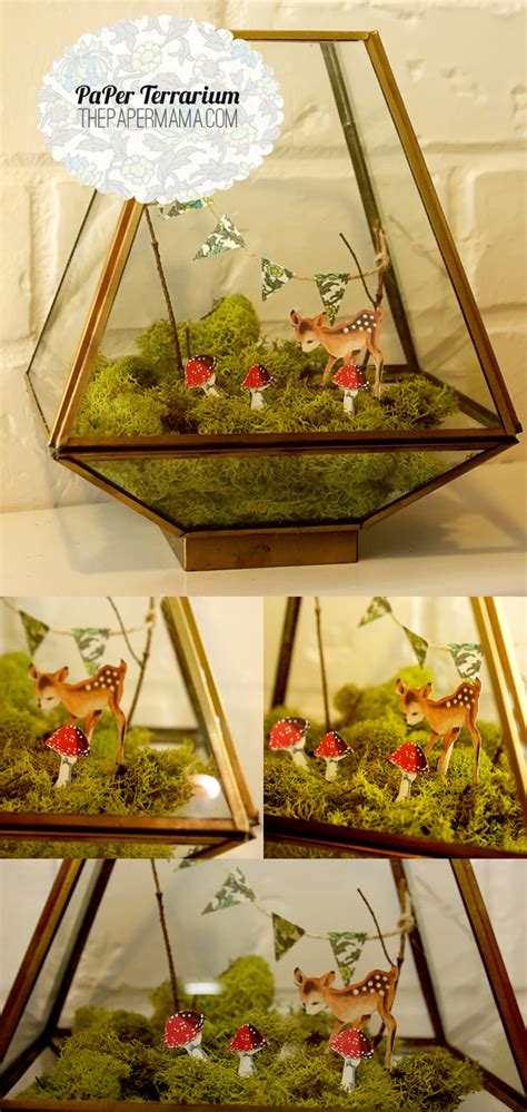 Paper Terrarium Tutorial Free Printable Mushrooms And Deer