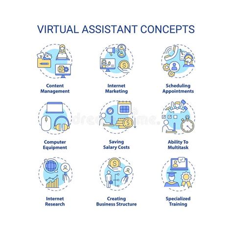 Virtual Assistants Concept Icons Set Stock Vector Illustration Of Assistant Circle 204168589