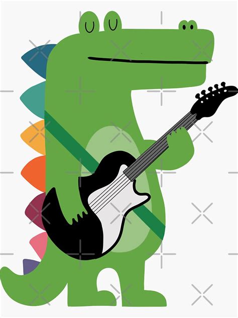 Cute Crocodile Playing The Electric Guitar Sticker For Sale By