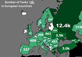 Number of Tanks in European Countries : r/MapPorn