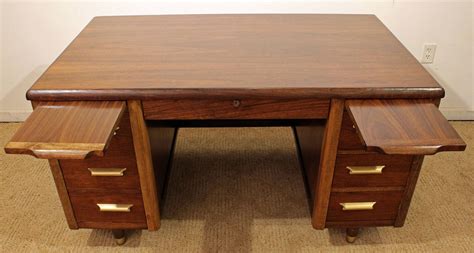 Mid Century Desk Mid Century Modern Walnut Executive Desk W Pull Out