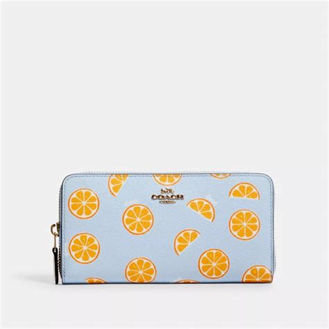 Coach® Outlet Accordion Zip Wallet With Orange Print