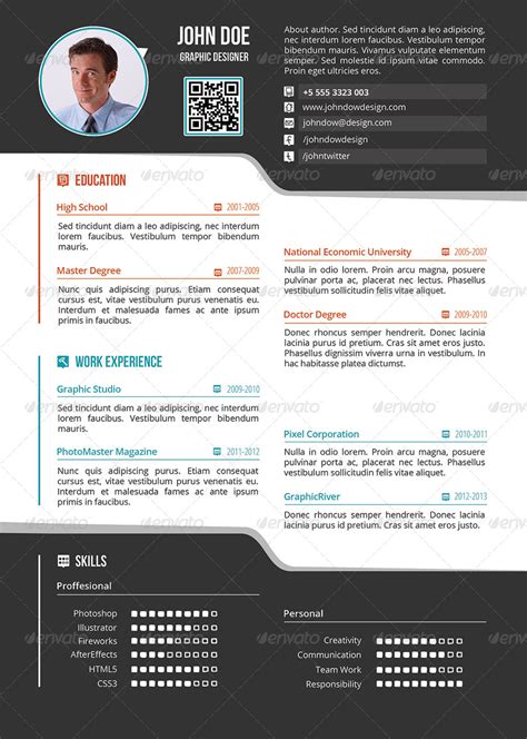 One page blank resume/cv t e mpla te for entry level position. Simple One Page Resume / CV by Delimiter | GraphicRiver