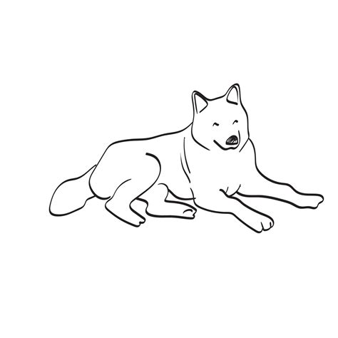 Dog Laying Down On The Ground Illustration Vector Hand Drawn Isolated