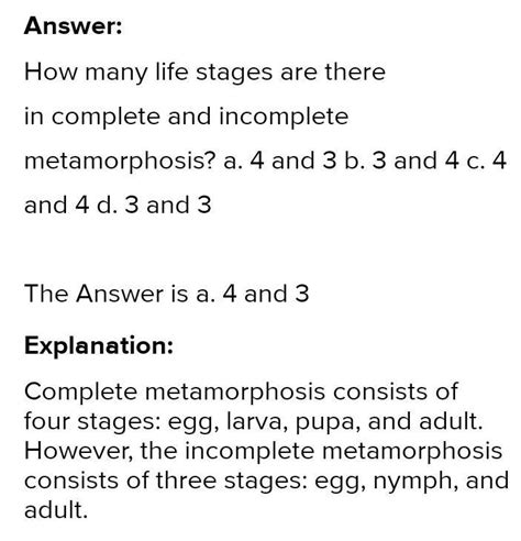 How Many Stages Are There In Complete And Incomplete Metamorphosis A4