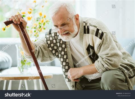 Senior Man Trying Stand Cane Stock Photo 1810843018 Shutterstock