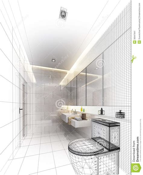 If minimal is your style, this is an excellent inspiration. Sketch Design Of Interior Bathroom Stock Image - Image: 36947941
