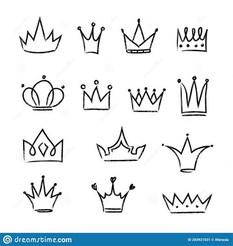 Sketch Crowns Hand Drawn King Queen Crown And Princess Tiara Royalty