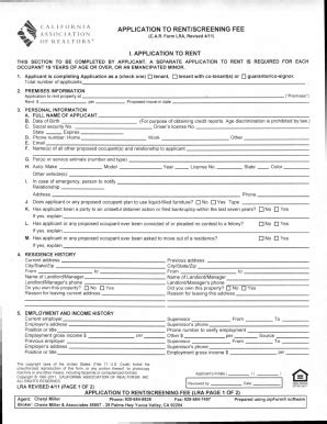 The agreement will describe the property, specify the monthly rent, and list the responsibilities of both parties. APPLICATION TO RENT/SCREENING FEE Fill Online, Printable, Fillable, Blank - PDFfiller