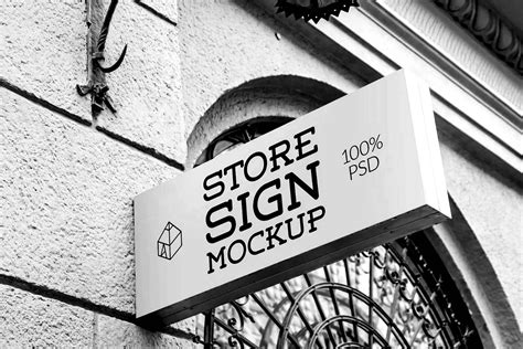 Realistic Store Sign Mockup Psd