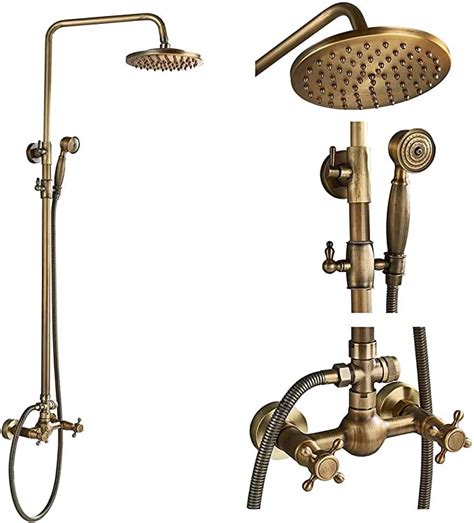 Neierthodore Antique Brass Bathroom Shower Faucet System Set Inch
