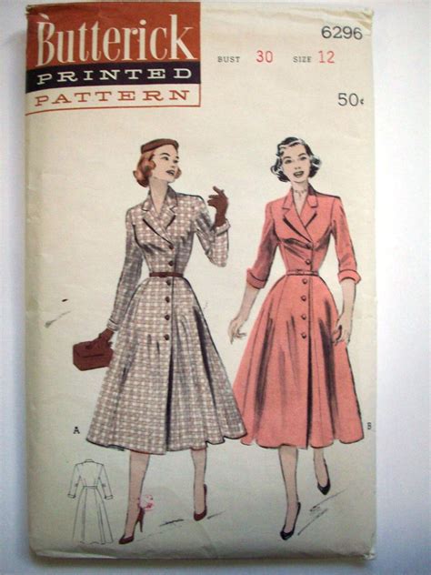 Butterick 6296 1952 Butterick Patterns Vintage Tailored Coat