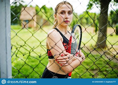 Beautiful Sport Woman Tennis Player With Racket Stock Image Image Of