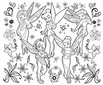 Coloring Fairies Pages Disney Printable Fairy Tinkerbell