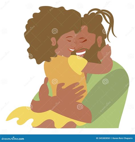Isolated Happy Dad Hugging His Daughter Vector Stock Vector Illustration Of Male White 245382850
