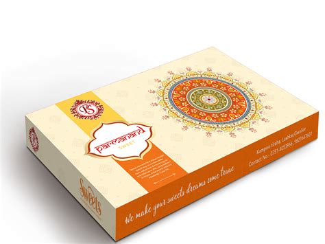 This box uses a pretty floral pattern on the interior. Mithai box packaging design | chikki| lohri | gachak | on ...