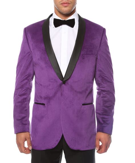 The Enzo Purple Slim Fit Velvet Shawl Collar Tuxedo Blazer With Jeans
