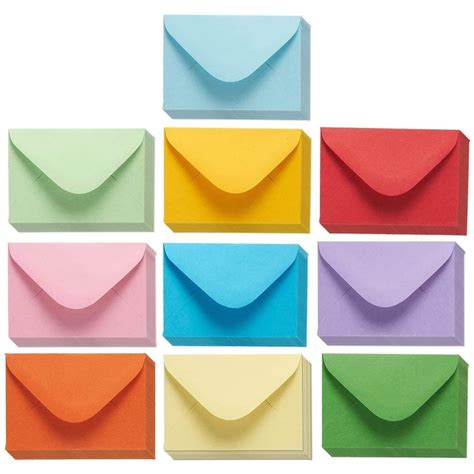 100 Count Assorted Color T Card Envelopes Small Envelope With