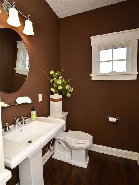 Paint isn't your only option consider wallpaper, fabric, stone and tile. Like small bathroom window | Brown bathroom decor, Brown ...